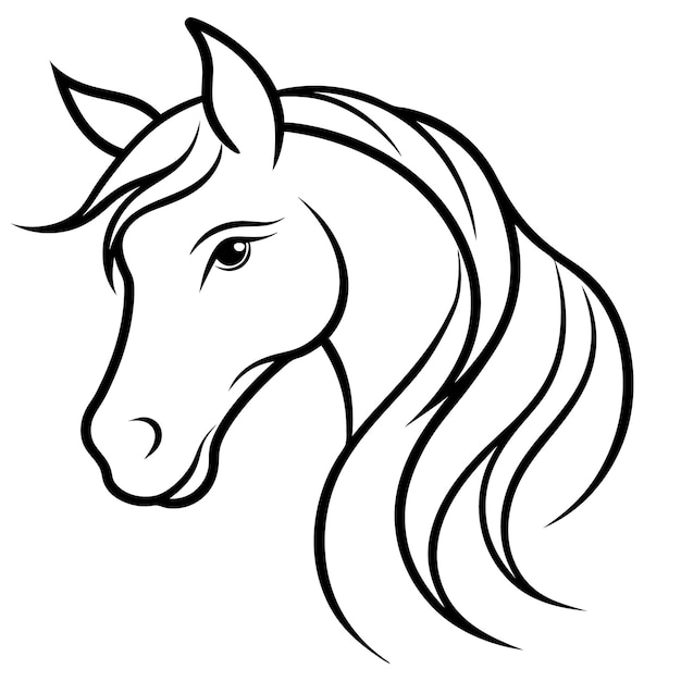 Resumen Contorno de la cabeza de caballo con líneas fluidas Vector de arte de líneas modernas