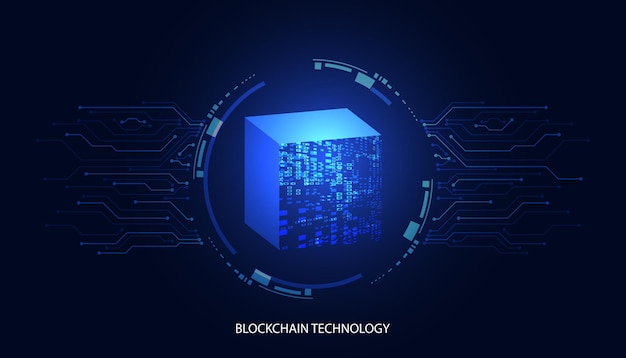 Resumen cuadrado digital y círculo de circuito digital tecnología blockchain de alta tecnología cryptocurrency