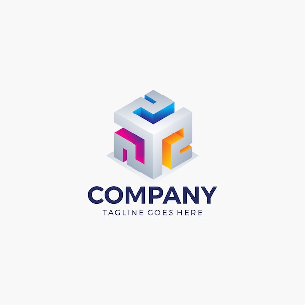 Resumen cubo forma brillante color para tecnología, negocios, empresa. plantilla de diseño de logo.