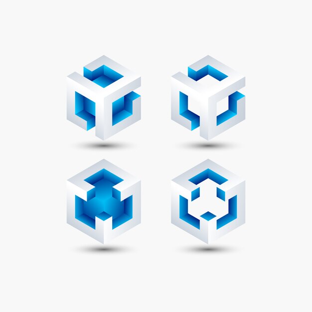 Resumen cubo forma brillante color para tecnología, negocios, empresa. Plantilla de diseño de logo.
