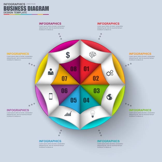 Vector resumen diagrama de negocios 3d infografía