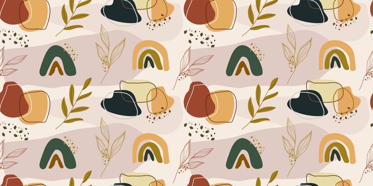 Vector resumen dibujado a mano moderno de patrones sin fisuras de moda con tonos tierra de colores.
