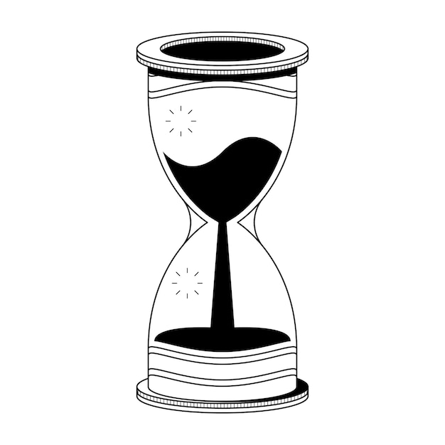 Vector resumen dibujado a mano reloj de arena reloj de tiempo arena doodle concepto diseño vectorial estilo de contorno