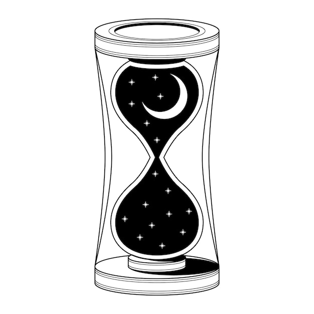 Vector resumen dibujado a mano reloj de arena reloj de tiempo arena doodle concepto diseño vectorial estilo de contorno