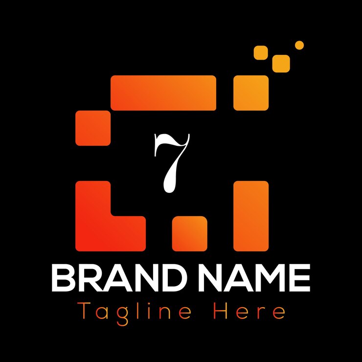 Vector resumen diseño inicial moderno del logotipo de 7 letras
