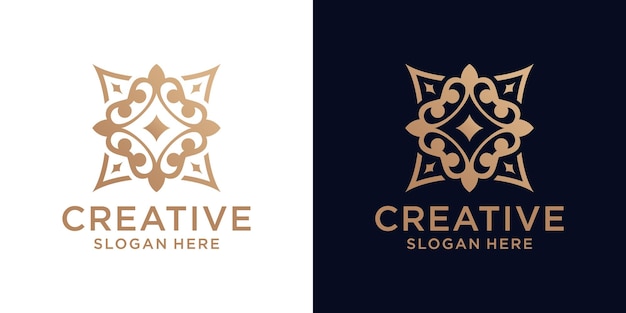 Resumen de diseño de logotipo de adorno floral