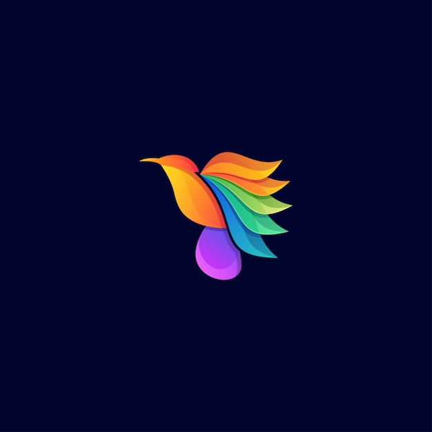 Resumen de diseño de logotipo completo de color de pájaro