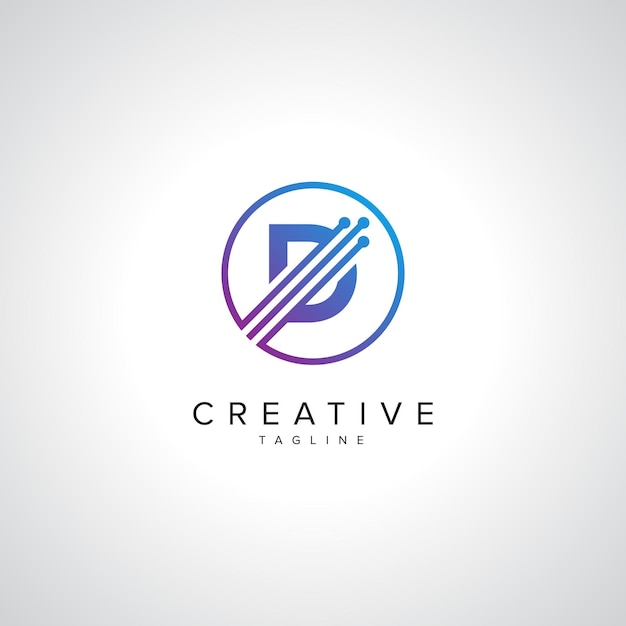 Resumen Diseño del logotipo de la letra D Tech Elementos tecnológicos iniciales