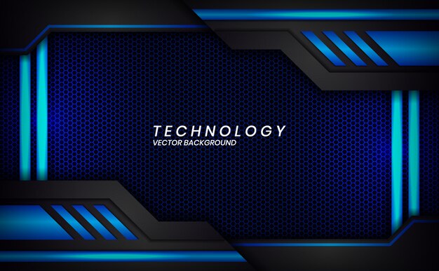 Resumen diseño de marco azul negro metálico moderno fondo de diseño de tecnología