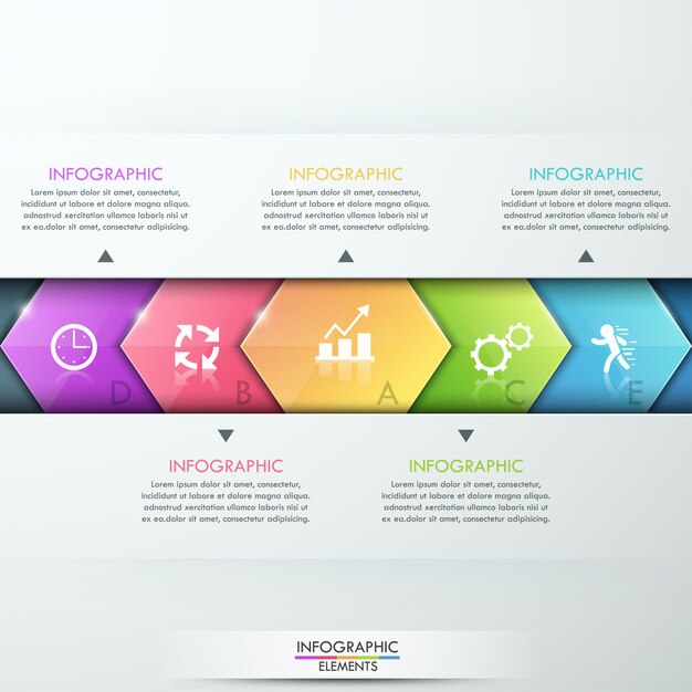 Resumen diseño de plantilla de infografía con flechas de cristal