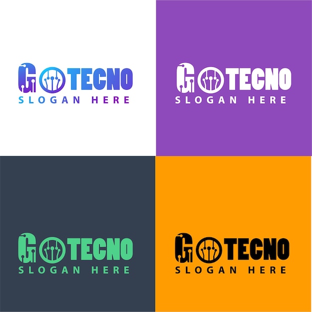 Resumen de diseño de vector de logotipo creativo con estilo tecnológico y color degradado. Equipo de vector premiumpl