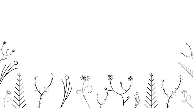 Resumen Doodle Fondo Naturaleza Verano Elementos Dibujados a mano Colección Botánica Hierbas Flora Hoja Br