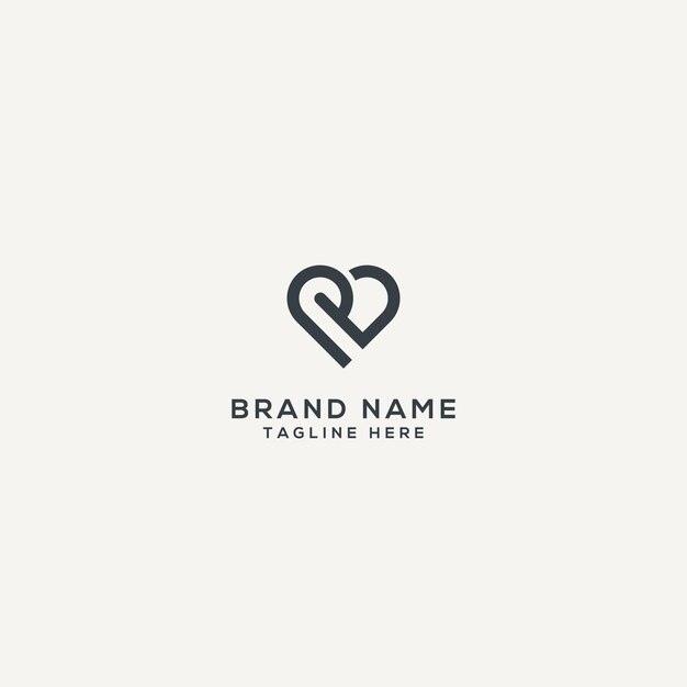 Resumen DP letra corazón icono diseño del logotipo de diseño de vector plano