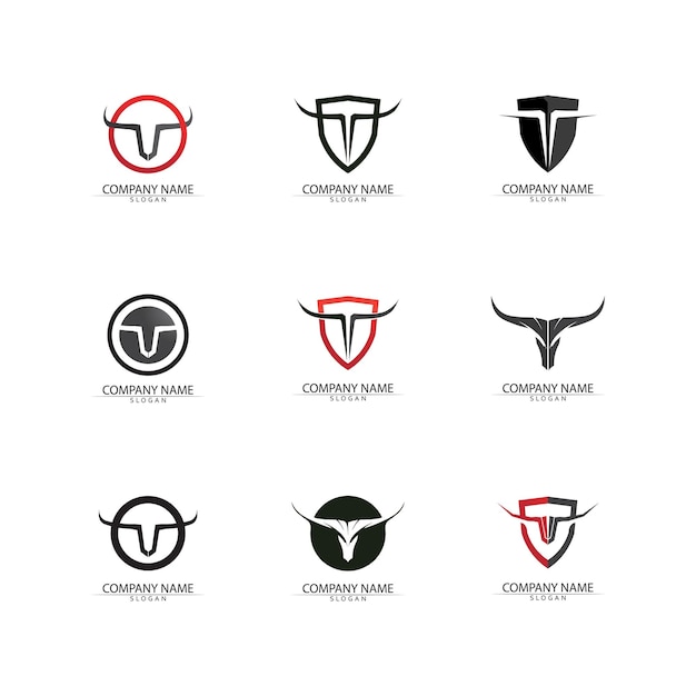 Resumen escudo toro logo cuerno insignias logo icono