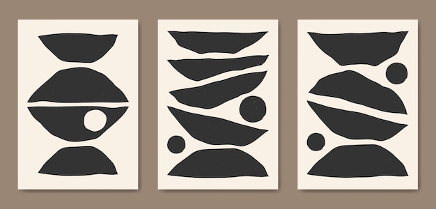 Resumen Estética mediados de siglo forma moderna Plantilla de portada de cartel boho contemporáneo Ilustraciones geométricas