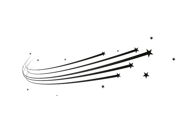 Resumen estrella fugaz con rastro Estrellas fugaces vórtice de movimiento Cometa meteoroide Asteroide Línea de velocidad