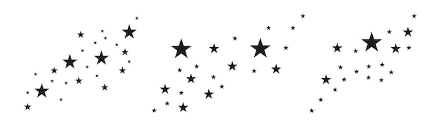 Resumen estrellas fugaces sobre un fondo blanco Asteroide cometa línea meteoroide estrellas negras Vector