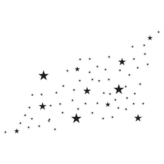 Resumen estrellas fugaces sobre un fondo blanco Asteroide cometa línea meteoroide estrellas negras Vector