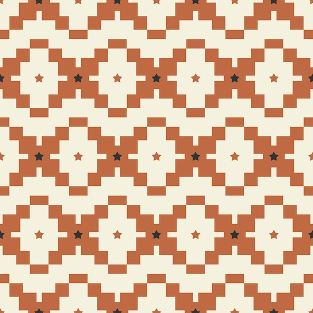 Resumen étnico estilo Ikat Pixel geométrico patrón sin costuras estrellas cuadrados colores de moda de moda