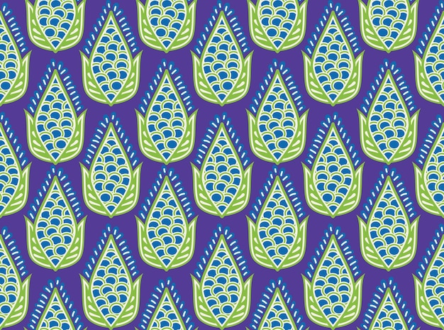 Resumen Étnico Hojas Semillas Ilustración Patrón Vector Transparente Moda Moda Colores Perfecto