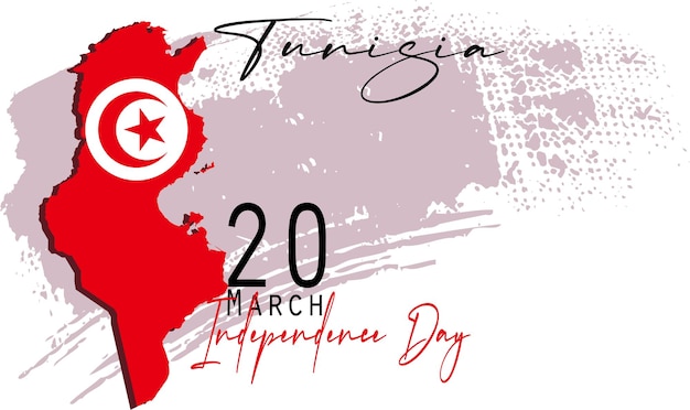 Vector resumen feliz día de la independencia de túnez con fondo de bandera de pincel nacional acuarela creativa.