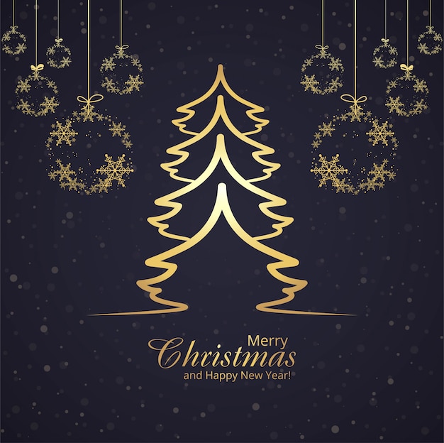 Resumen festival feliz Navidad tarjeta copo de nieve y árbol fondo vector