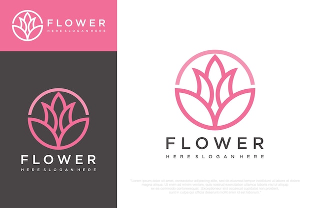 Resumen de la flor plantilla de diseño del logotipo Ilustración vectorial de estilo lineal