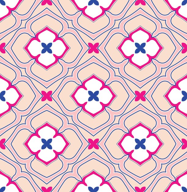 Resumen Floral Estilo Otomano Cerámica Azulejo Azteca Marroquí Vector Patrón Sin Costuras Porcelana Concepto