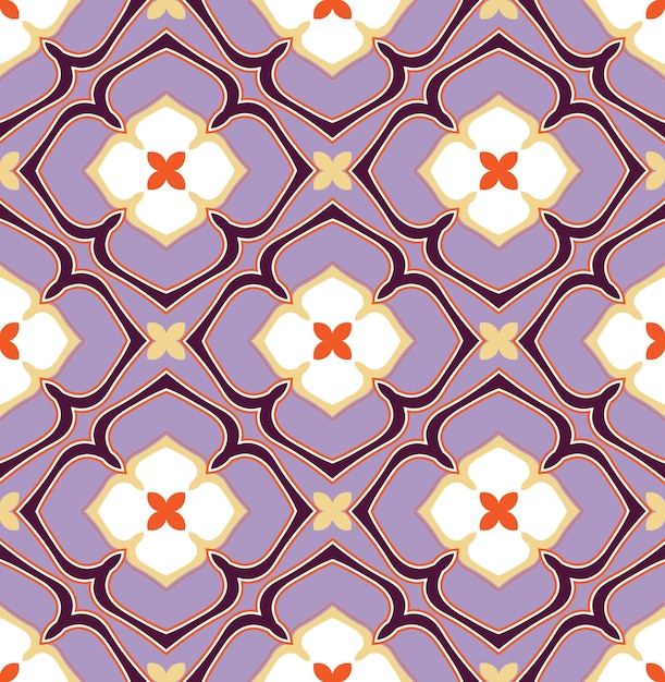 Resumen Floral Estilo Otomano Cerámica Azulejo Azteca Marroquí Vector Patrón Sin Costuras Porcelana Concepto
