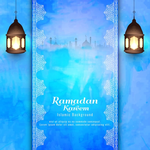 Vector resumen fondo azul islámico de ramadán kareem