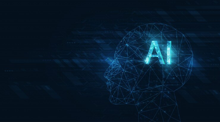Vector resumen futurista digital y tecnología sobre fondo de color azul oscuro. redacción ai (inteligencia artificial) con el diseño del circuito.