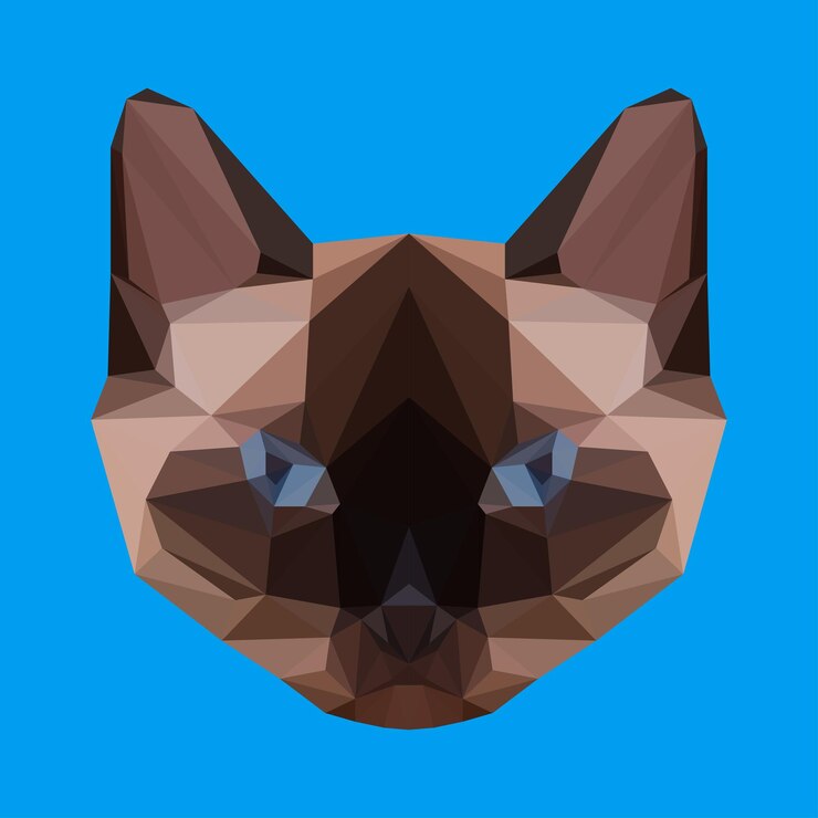 Vector resumen gato gatito poligonal mascota animal cara bozal retrato cabeza gráfica silueta símbolo icono