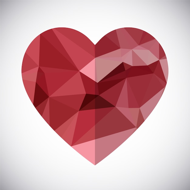 Resumen geométrica bajo corazón corazón vector. Tarjeta de felicitación. Día de San Valentín.