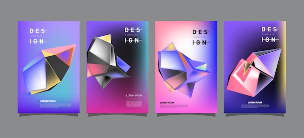 Resumen geométrico cartel conjunto diseño Templalate