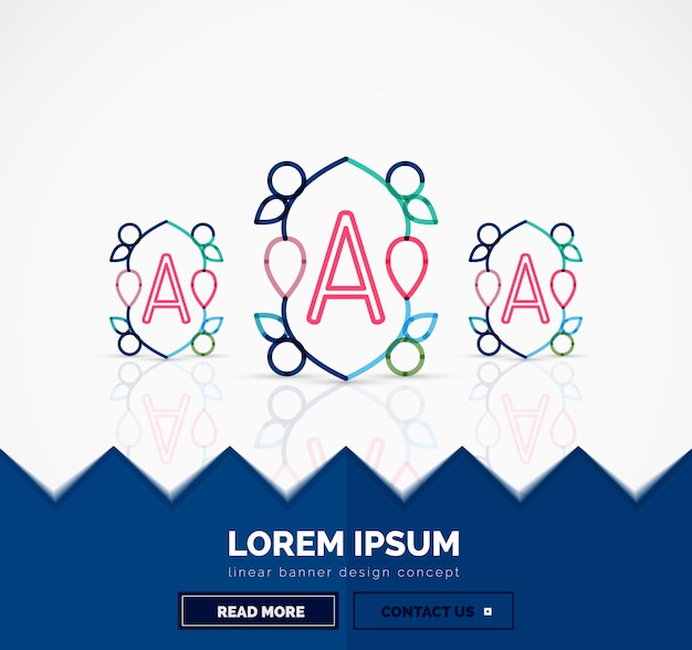 Resumen geométrico lineal hipster floral icono marco diseño plano estilo Banner