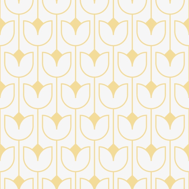 Resumen geométrico de patrones sin fisuras línea simple forma de tulipán de oro sobre fondo blanco diseño para papel tapiz geométrico art deco azulejo patrón monocromo elemento de banner web