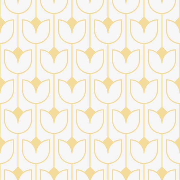 Resumen geométrico de patrones sin fisuras línea simple forma de tulipán de oro sobre fondo blanco diseño para papel tapiz geométrico art deco azulejo patrón monocromo elemento de banner web