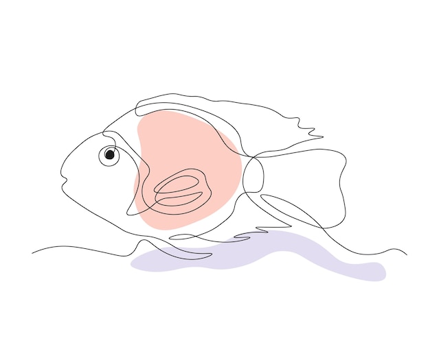 Resumen Goldfish Aquarium Fish Guppy Continuo Dibujo de una línea