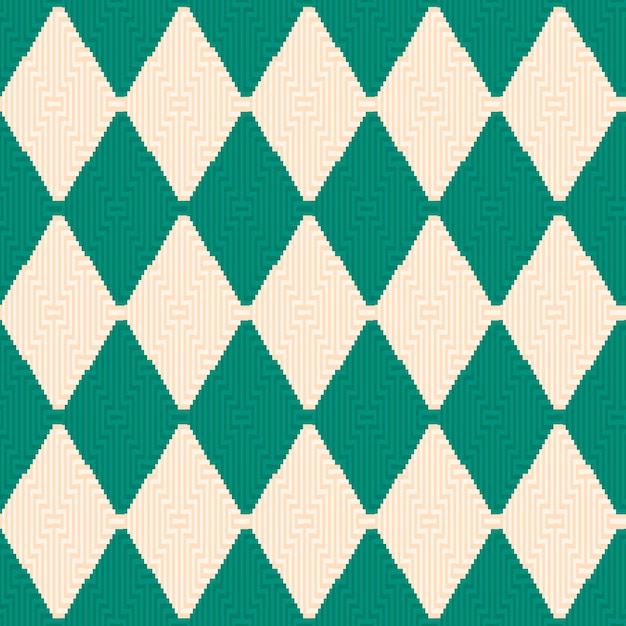 Resumen gráfico Argyle patrones sin costuras Color verde y crema ropa de tela de línea geométrica