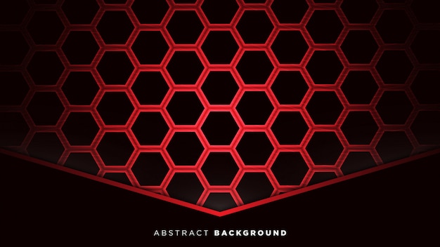 Resumen hexagonal con brillantes bordes rojos