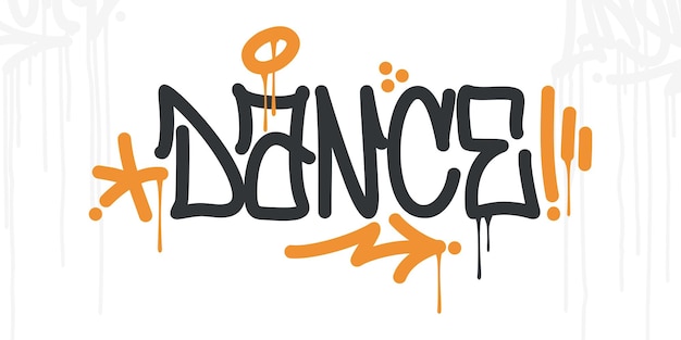 Resumen Hip Hop Escrito a mano Urban Street Art Estilo Graffiti Palabra Danza Vector Ilustración
