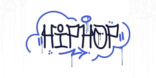 Resumen Hip Hop Escrito a mano Urban Street Art Graffiti Estilo Palabra Hiphop Vector Ilustración