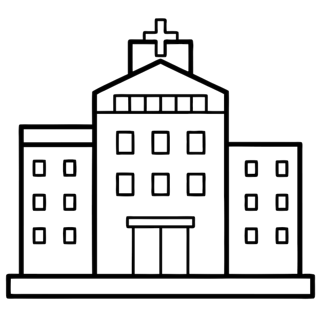 resumen del hospital de la ciudad libro de colorear página dibujo de arte de línea