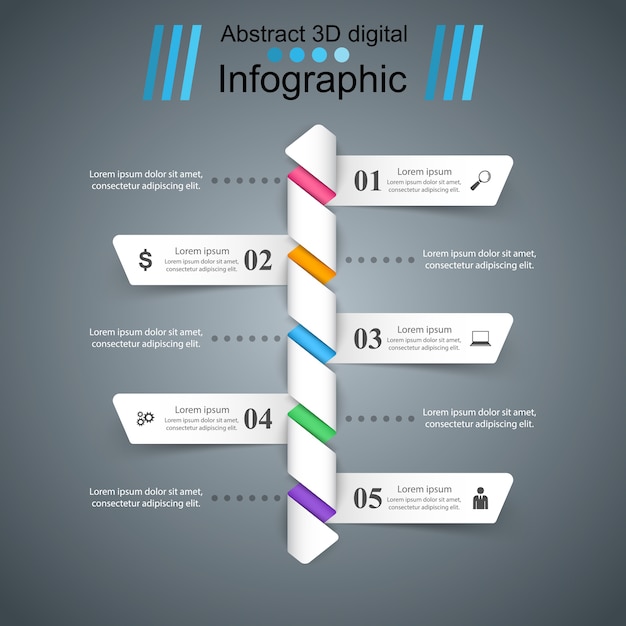 Resumen ilustración digital 3D Infografía.