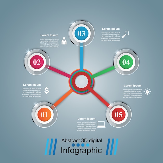 Resumen ilustración digital 3d infografía