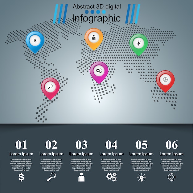 Vector resumen ilustración digital 3d infografía