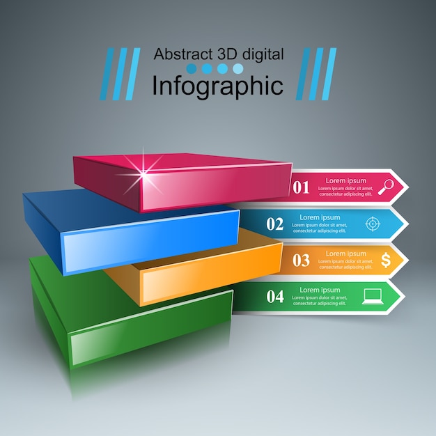 Resumen ilustración digital 3D Infografía.