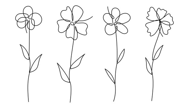 Resumen Ilustración floral de una línea Ilustración vectorial del conjunto