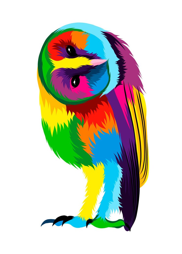 Vector resumen lechuza lechuza lechuza búho real de pinturas multicolores dibujo coloreado vector illus