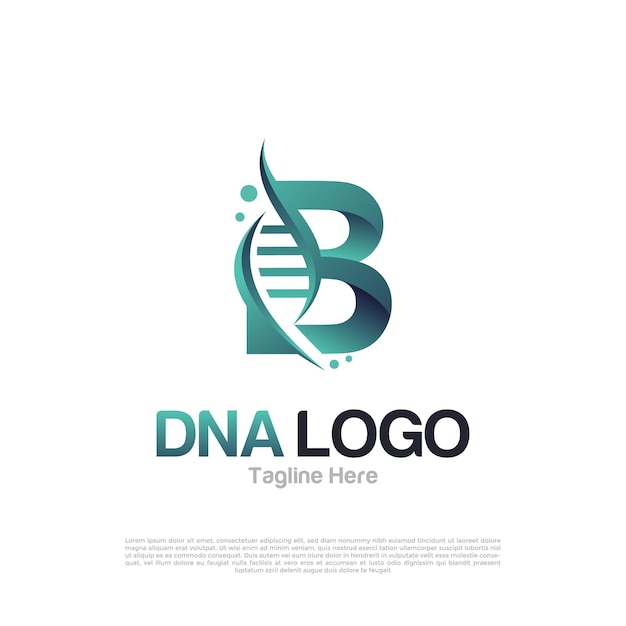 Resumen de la letra B y el logotipo del vector de ADN